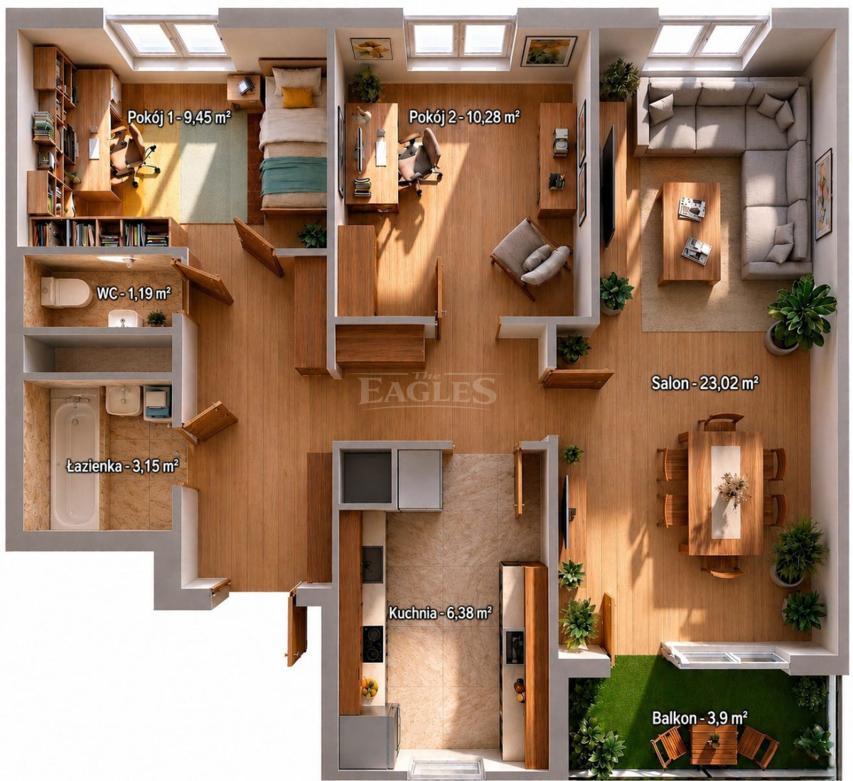 3 pokoje 62,10 m² | Ursynów | blisko metra